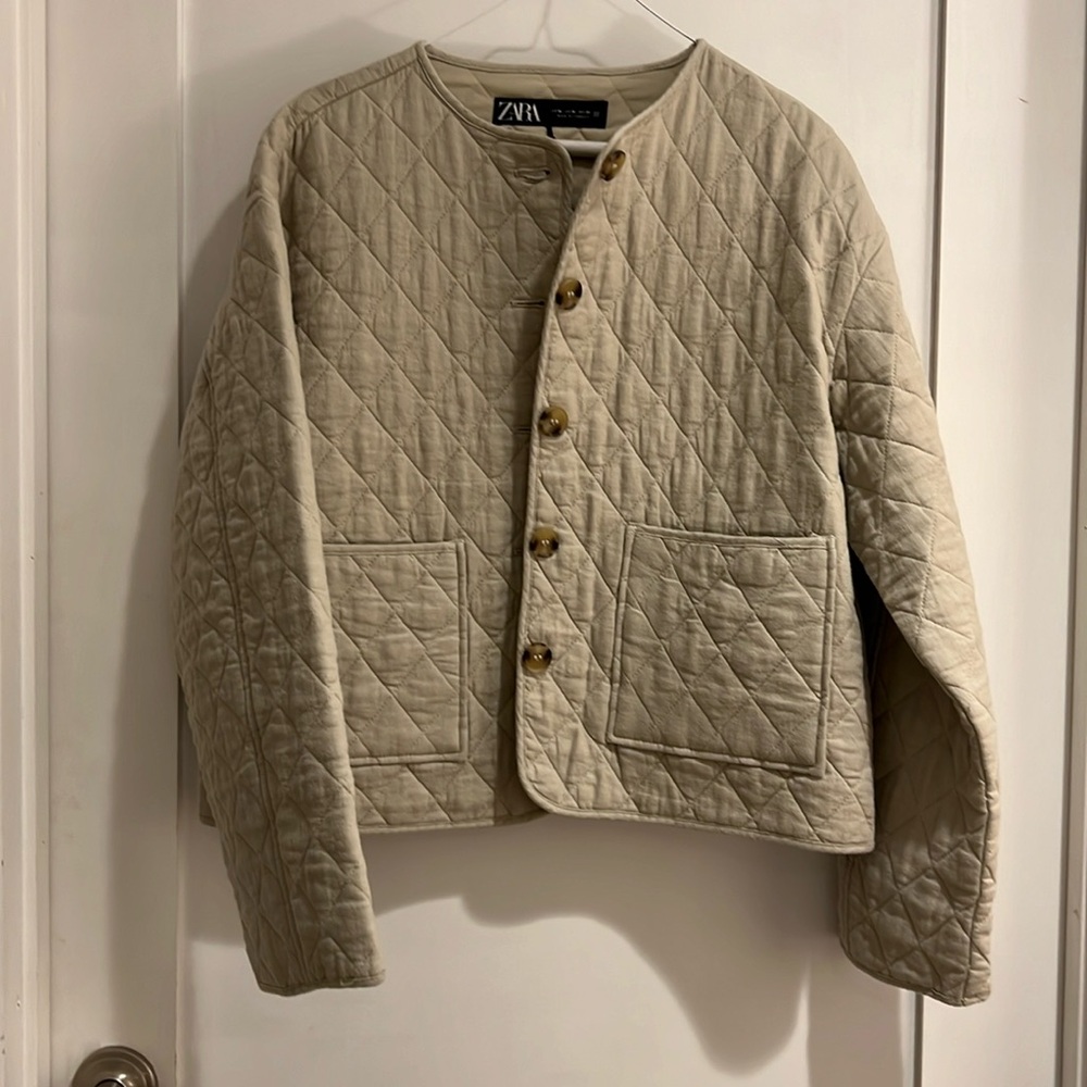 Zara Quilted Blended Linen Jacket